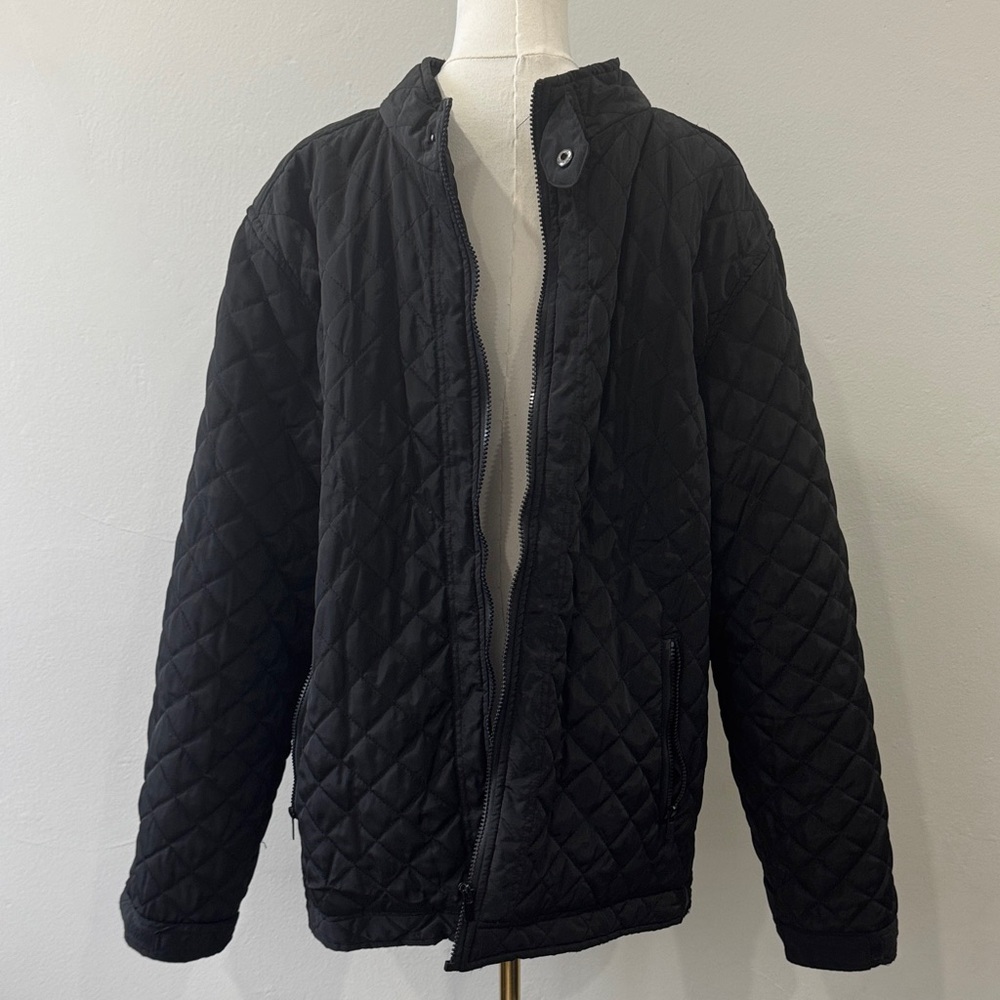 Men's Black Quilted Puffer Jacket - Size XL